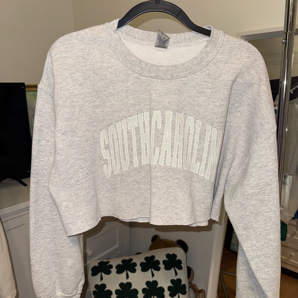olivelynn Tops - Heather Gray South Carolina Cropped Sweatshirt